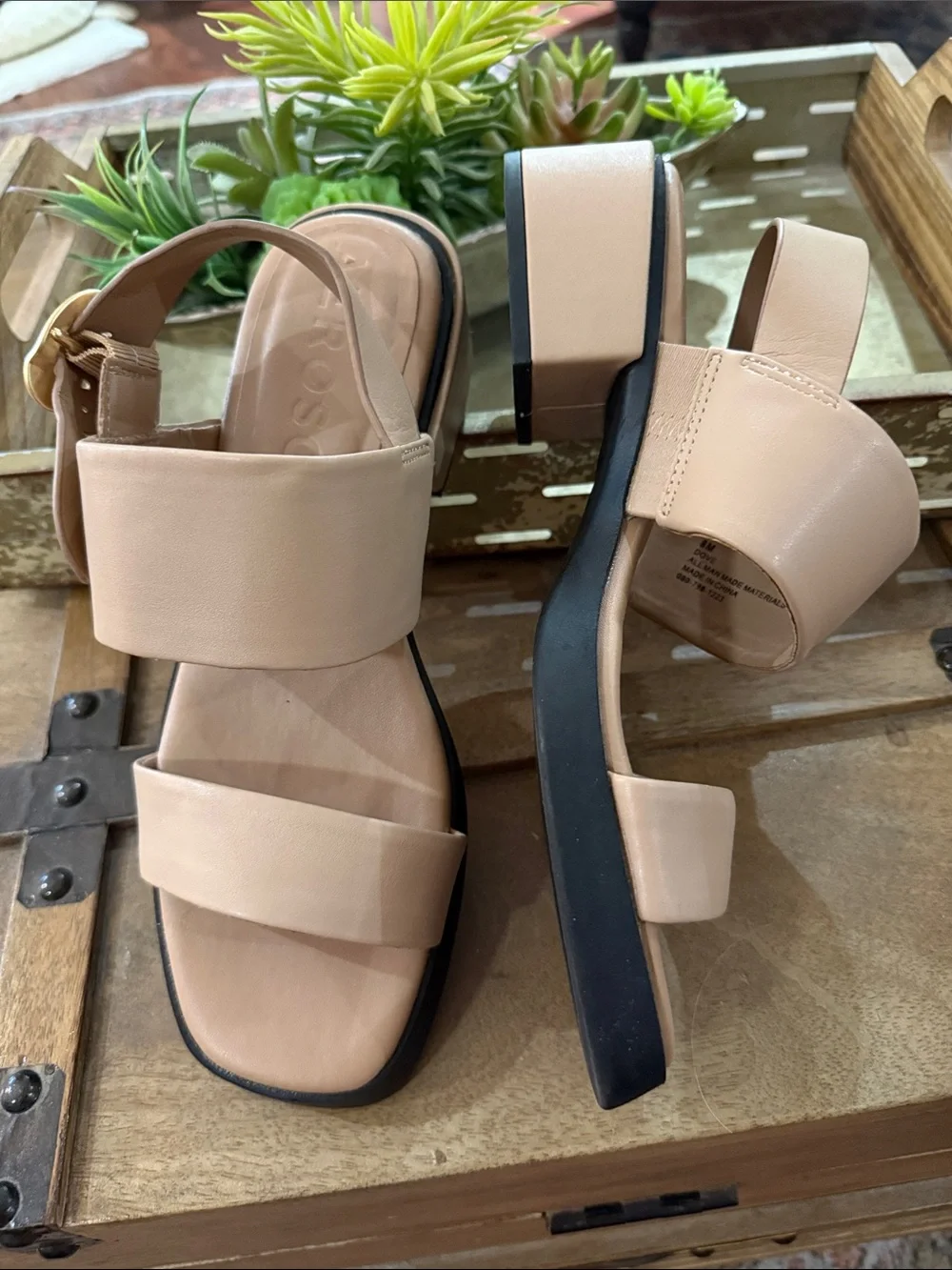 AEROSOLES Blush Nude Double-Strap Slingback Sandals